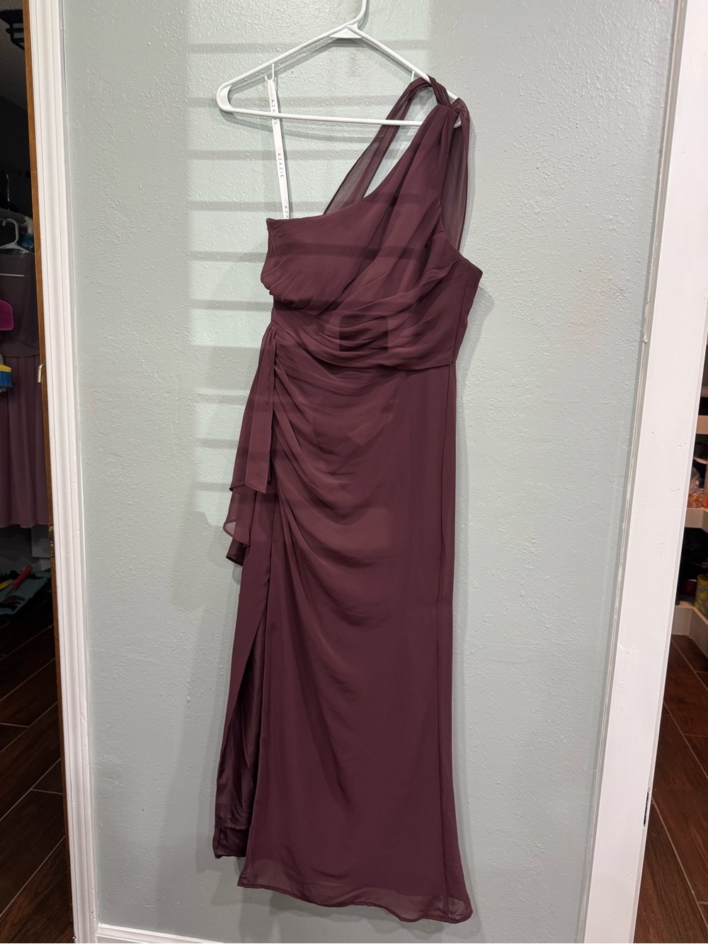 Azazie MaiveOne-Shoulder Dress in Pomegranate